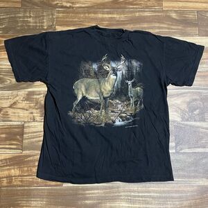 Vintage Mens American Thunder Sportswear Whitetail Deer Hunting Buck T-Shirt M